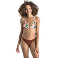 Top bikini Mujer surf triángulo rellenos extraíbles beige tropical