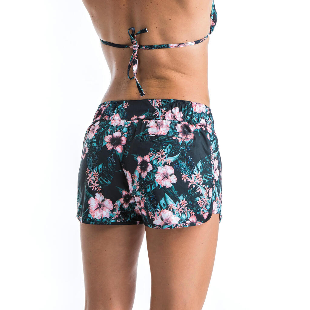 Boardshort surf femme TINI KAKI avec ceinture élastiquée et cordon de serrage