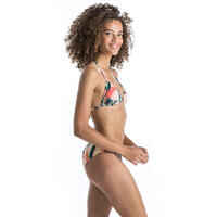 Top bikini Mujer surf triángulo rellenos extraíbles beige tropical