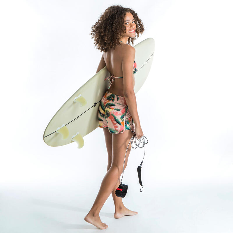 Boardshort surf femme TINI JUNGLE avec ceinture élastiquée et cordon de serrage
