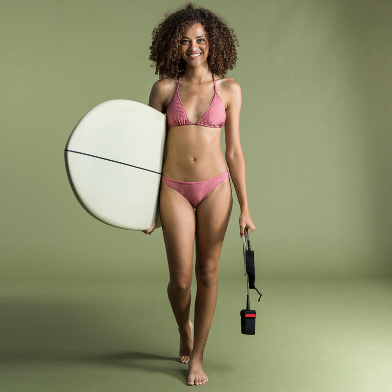 Cuecas de Bikini LULU Corte Brasileiro Rosa Liso Canelado Muito Cavadas