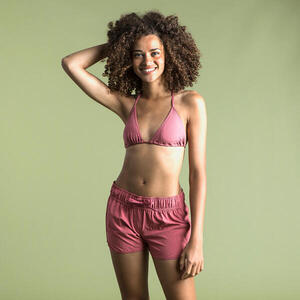Top bikini Mujer triángulo acanalado rosa