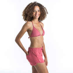 Boardshort surf femme TINI ROSE avec ceinture élastiquée et cordon de serrage