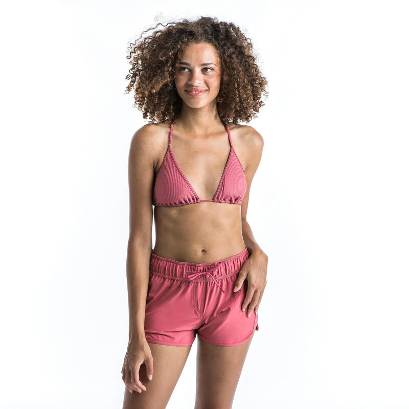 Bikini-Oberteil Damen Triangel verschiebbar Mae gerippt rosa