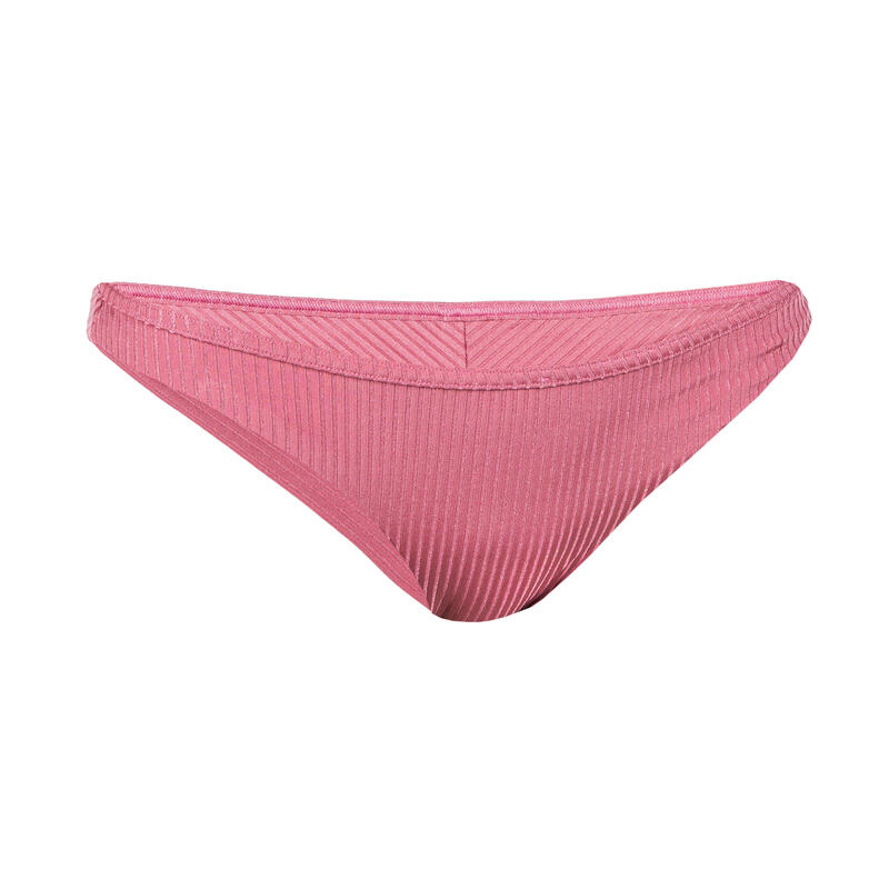 Bikini-Hose Tanga Lulu gerippt mit hohem Beinausschnitt einfarbig rosa