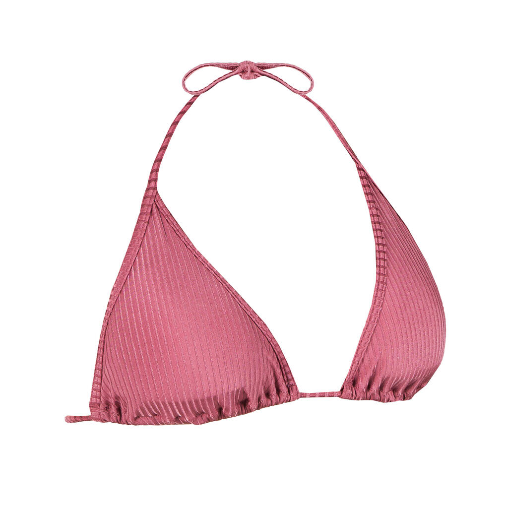 HAUT DE MAILLOT DE BAIN FEMME TRIANGLE COULISSANT MAE côtelé ROSE