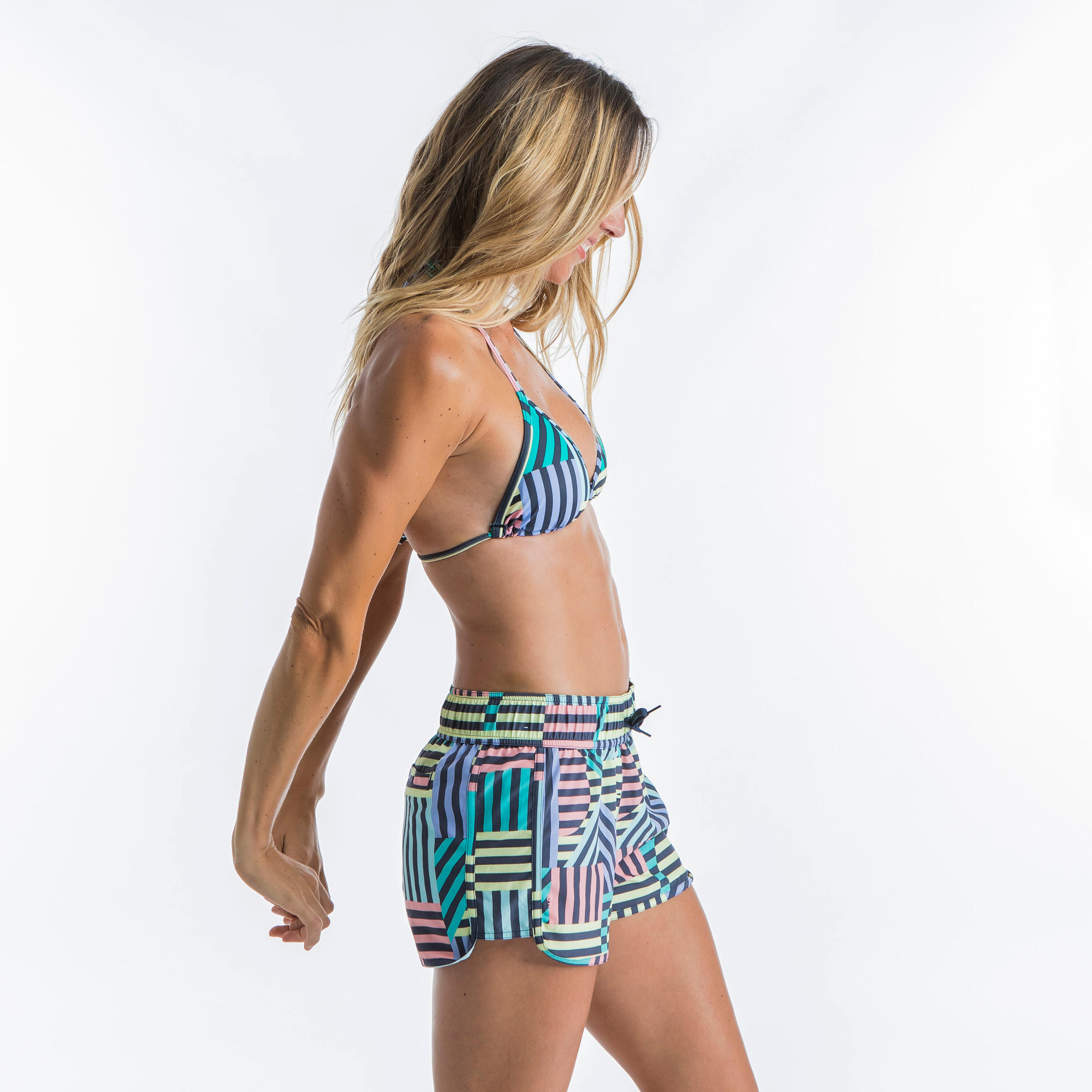 Women Surfing Boardshorts with Elasticated Waistband & Drawstring TINI GRAPHITI 8/10