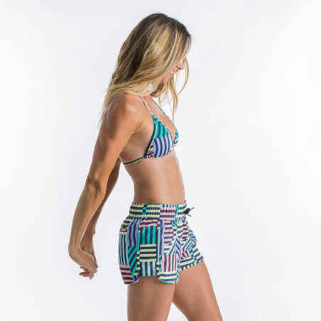 WOMEN'S SLIDING TRIANGLE SWIMSUIT TOP WITH PADDED CUPS MAE - GRAPHITI