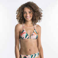 Top bikini Mujer surf triángulo rellenos extraíbles beige tropical