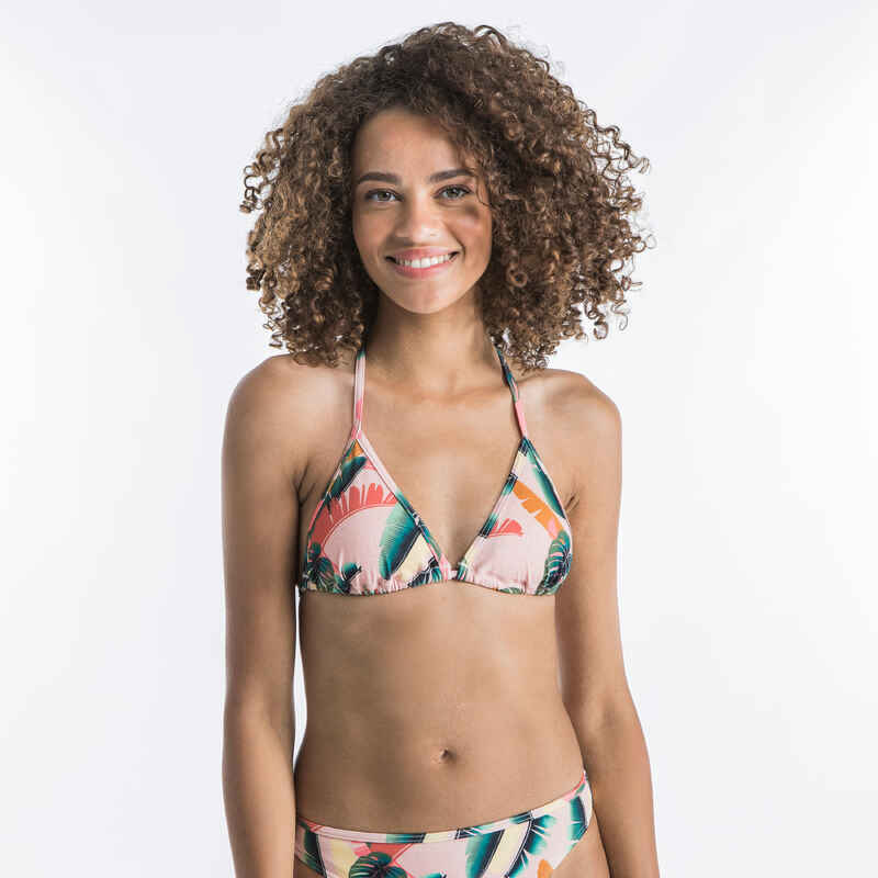 Top de Bikini Mae Flowy Mujer Amarillo Triángulos Corredizos - Decathlon
