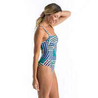 Badeanzug Surfen Damen Trägerform verstellbar Cloe Graphiti lila/grün