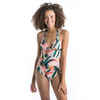 Women's One-Piece Swimsuit with Tie Neck & Back, Removable Cups MAE - JUNGLE