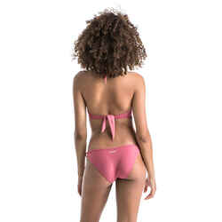 Women's Push-Up Swimsuit Top with Fixed Padded Cups ELENA - RIBBED PLAIN PINK
