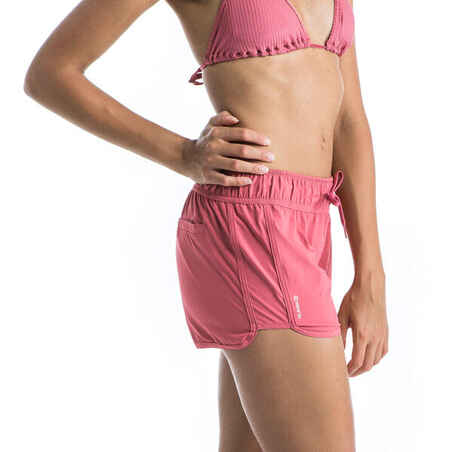 Naiste roosad surfi shortsid elastse vöökoha ja pingutuspaelaga "Tini"