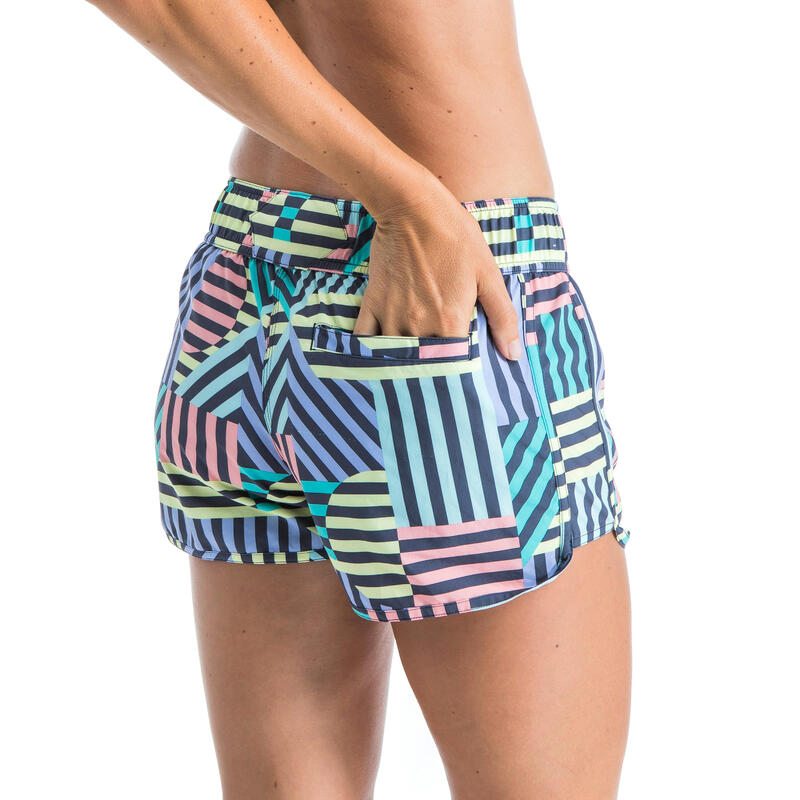 Boardshorts Surfen TINI GRAPHITI elastischer Bund und Zugkordel