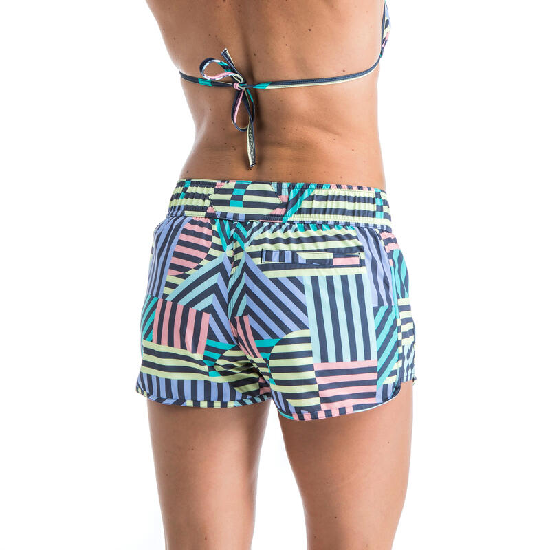 Boardshorts Surfen TINI GRAPHITI elastischer Bund und Zugkordel