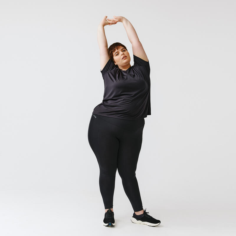 T-shirt respirant running femme (grande taille) - Dry noir