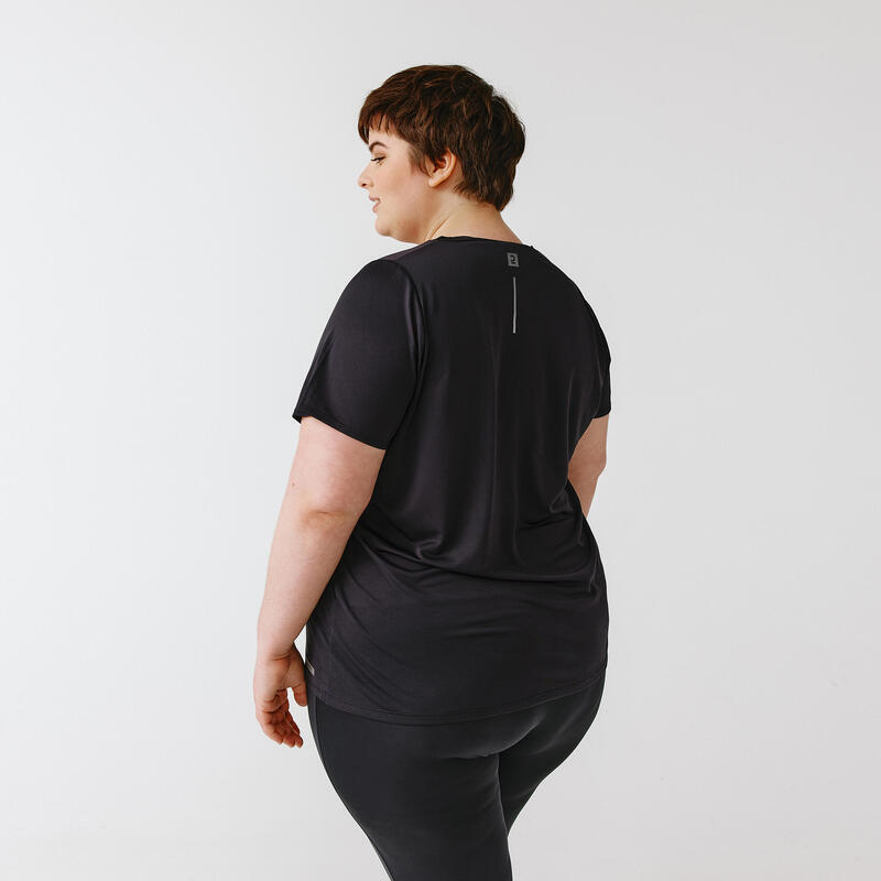 T-shirt respirant running femme (grande taille) - Dry noir