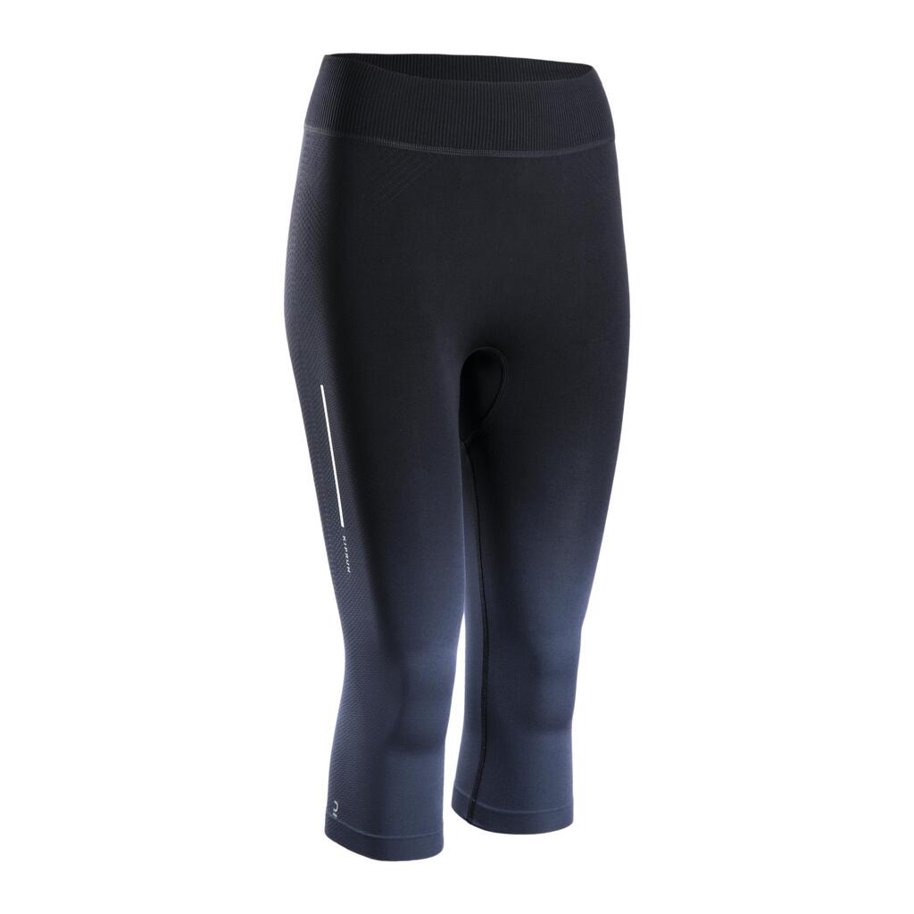Laufhose 3/4 Tights atmungsaktiv Kiprun Care Damen schwarz/bordeaux
