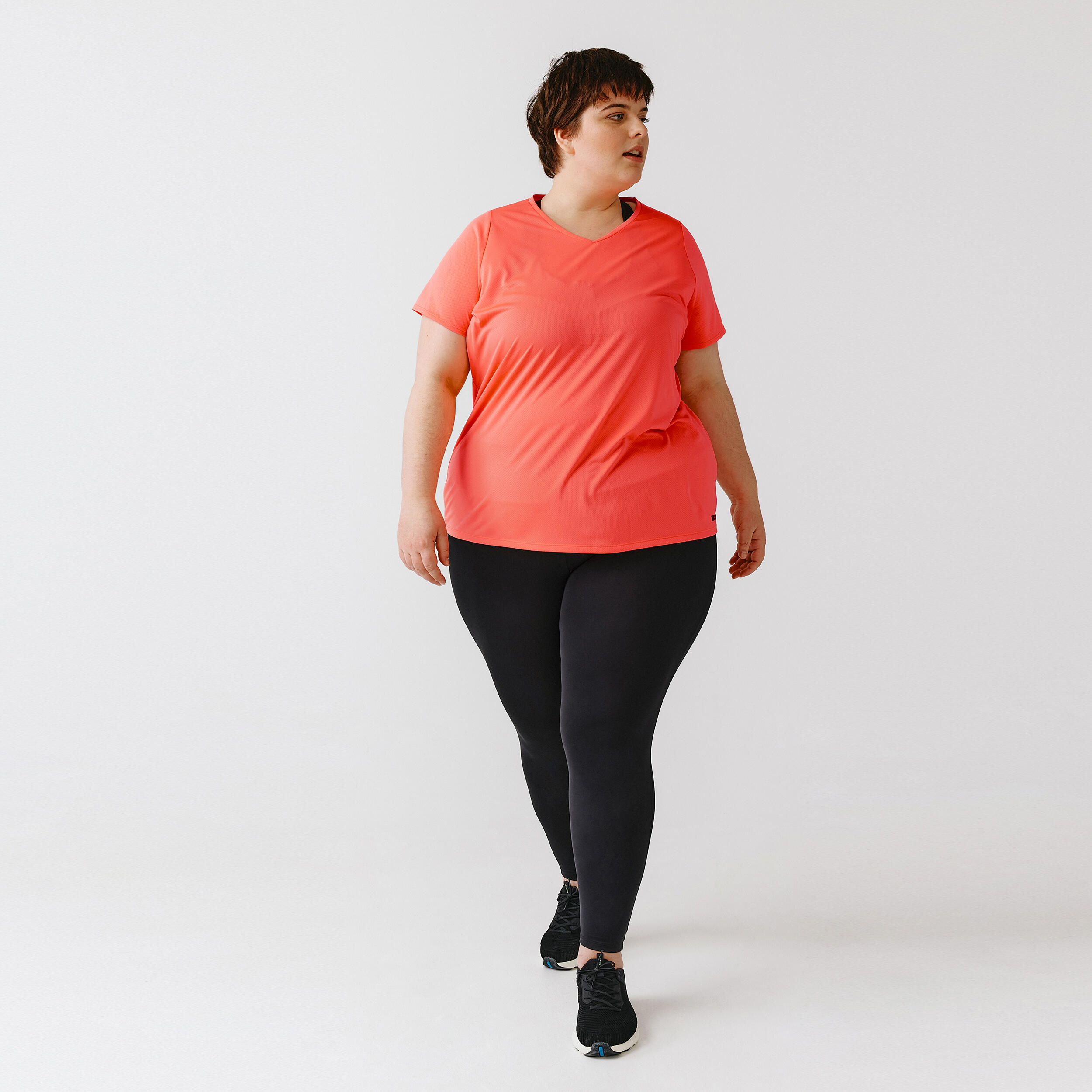 Women's breathable running T-shirt (large size) Dry - pink 2/8