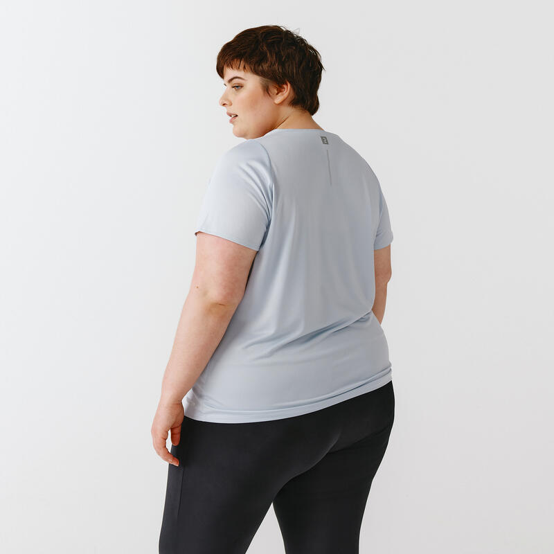 T-shirt respirant running femme (grande taille) - Dry bleu gris