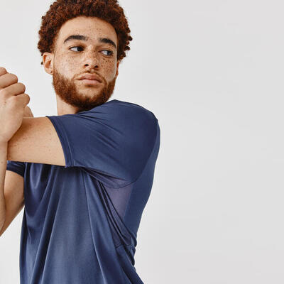 TEE SHIRT RUNNING RUN DRY + GRIS MARINE HOMME