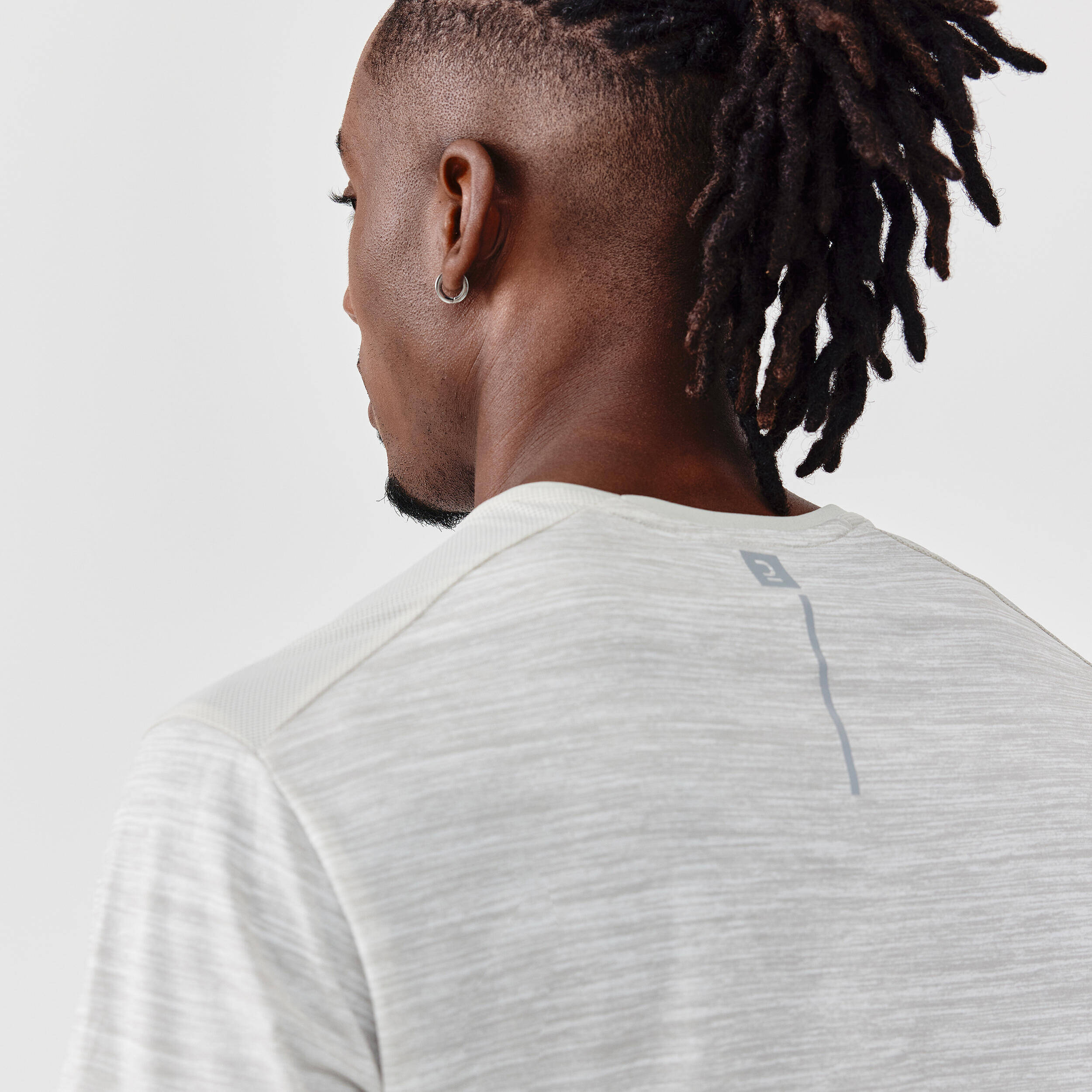 Men Running T-Shirt, Quick Dry, Crew Neck - Ivory White -  4