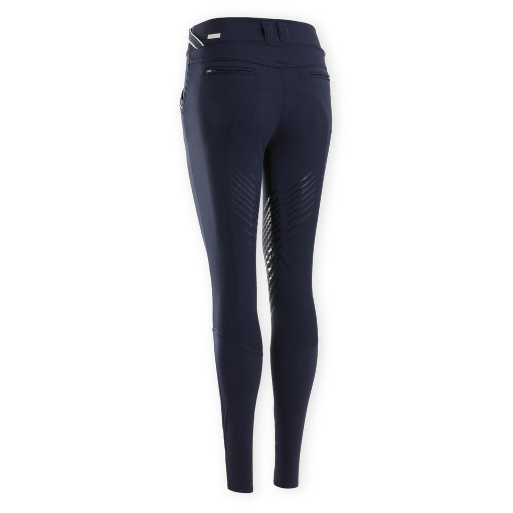 Reithose 900 Classic Kniebesatz Grip Damen dunkelrot