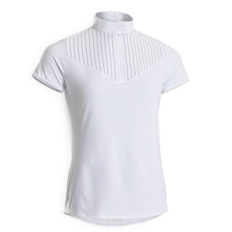 Tricou Polo Concurs echitație 500 Alb Damă