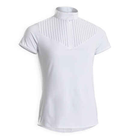 Women's Horse Riding Short-Sleeved Competition Polo 500 - White