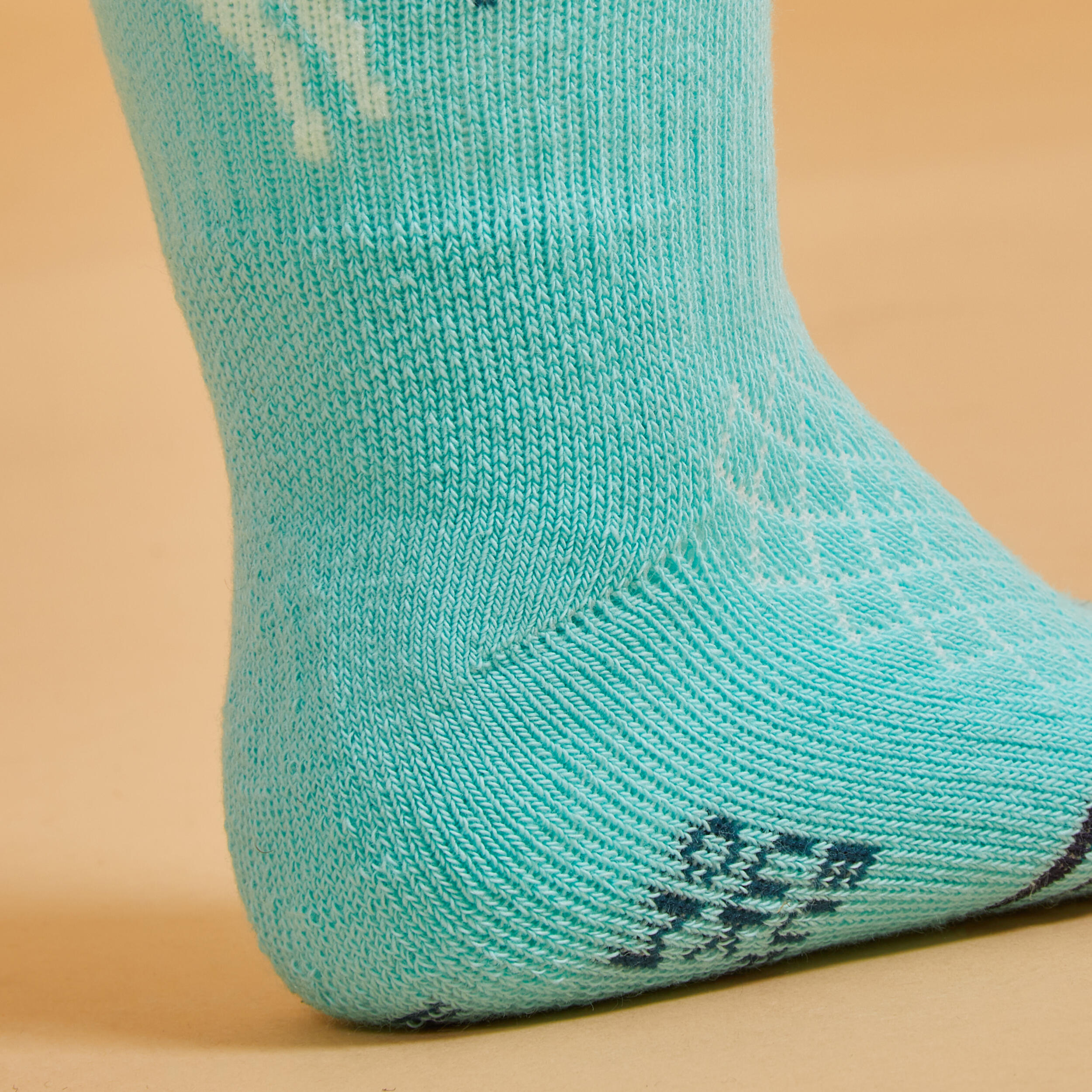 Horse Riding Socks 500 Baby - Turquoise/Green with Designs 4/10