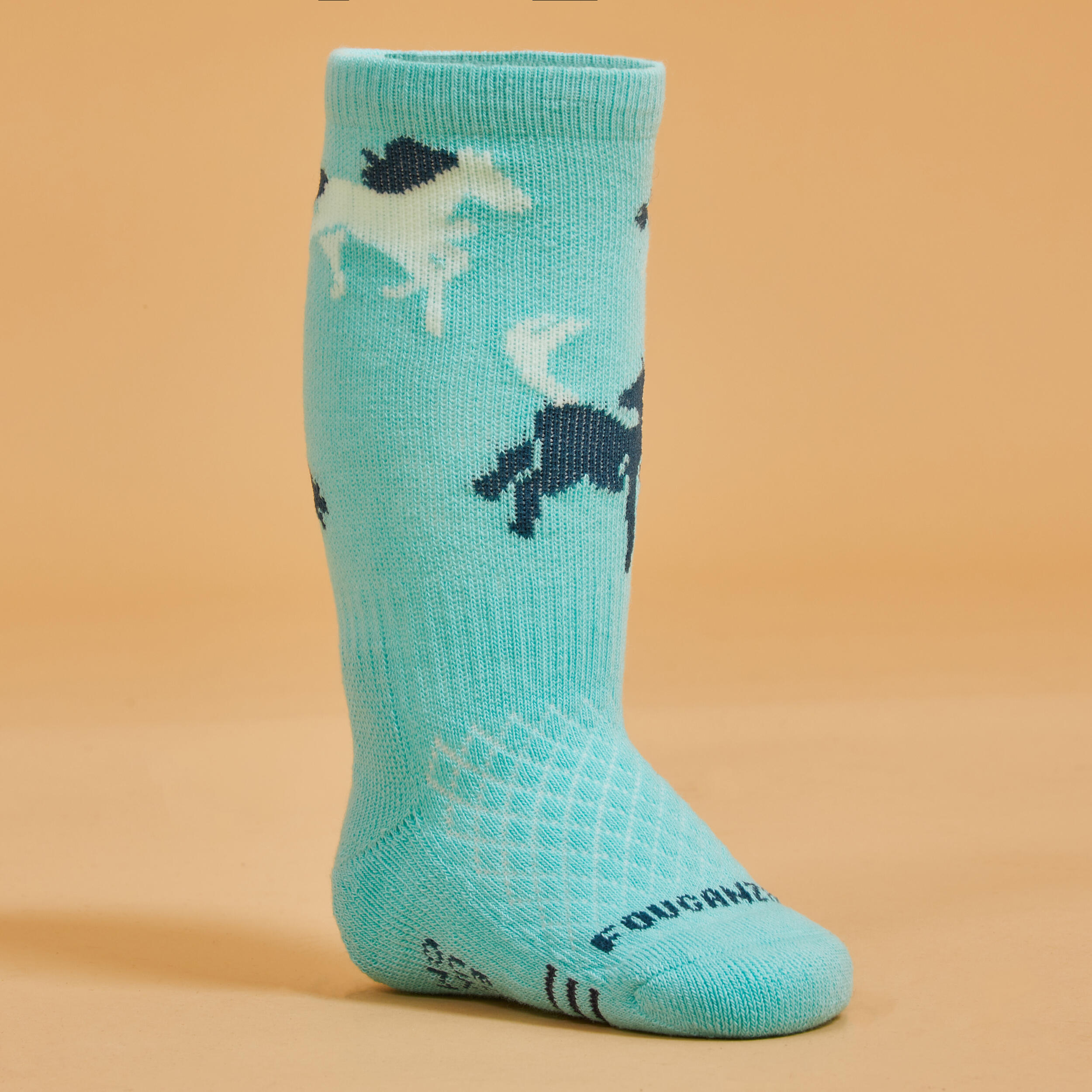 Horse Riding Socks 500 Baby - Turquoise/Green with Designs 2/10