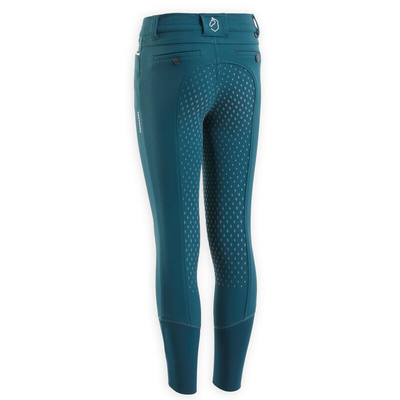 Pantalon équitation fullgrip Enfant - 580 bleu pétrole