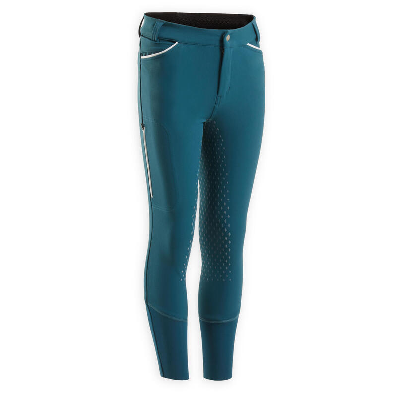 Pantalon équitation fullgrip Enfant - 580 bleu pétrole