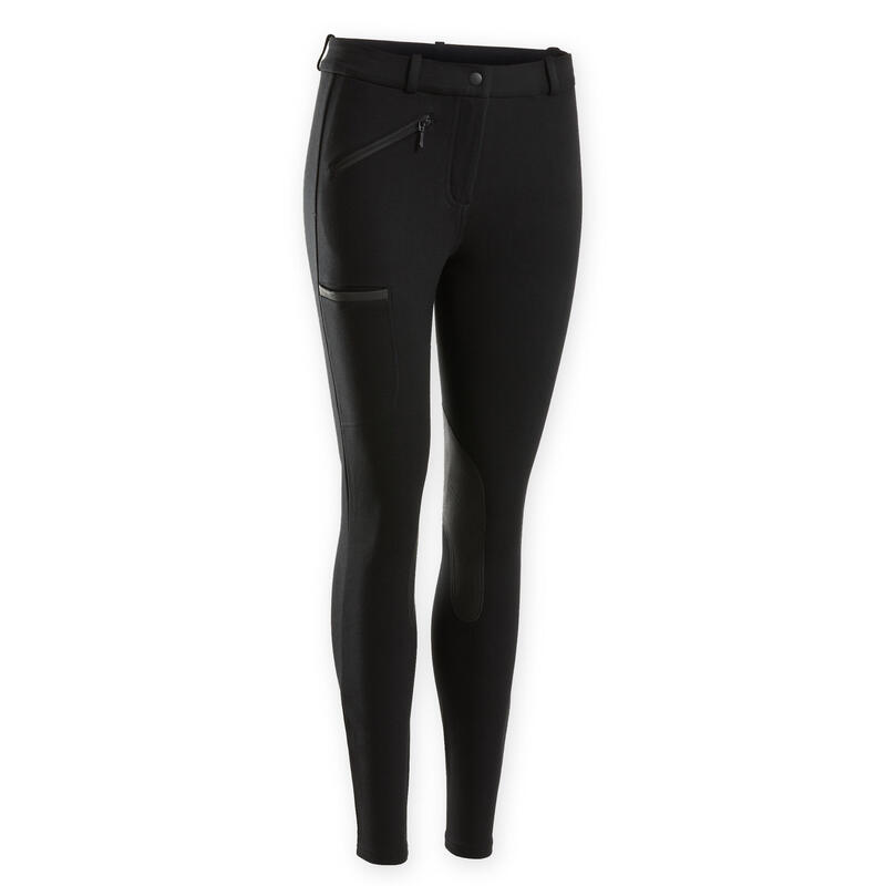 Pantalon Echitaţie 140 cu bazon Negru Damă 