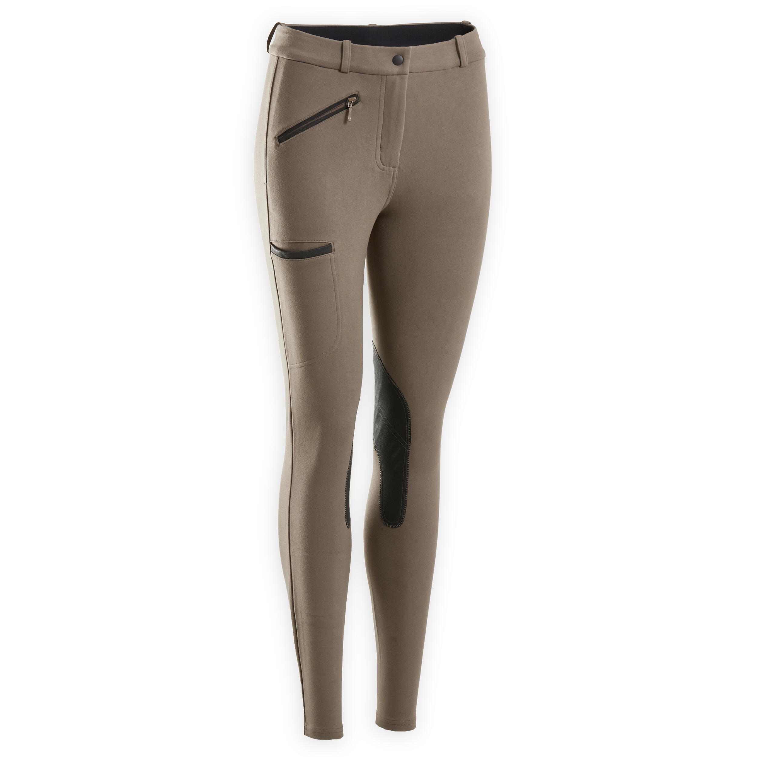 Women's Patch Horse Riding Jodhpurs 140 - Brown 7/8