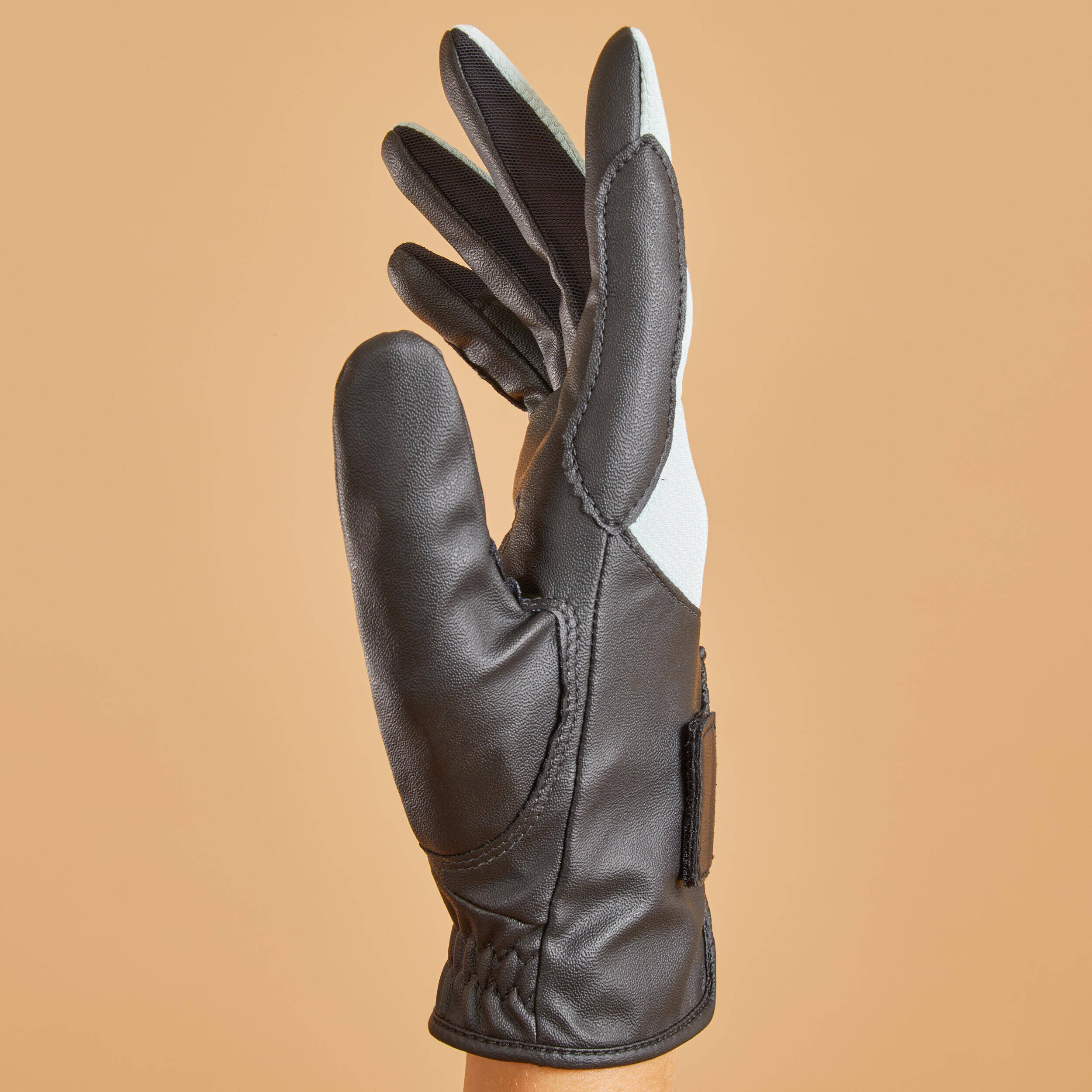 Kids' Horse Riding Gloves 560 - Black/Green -  2