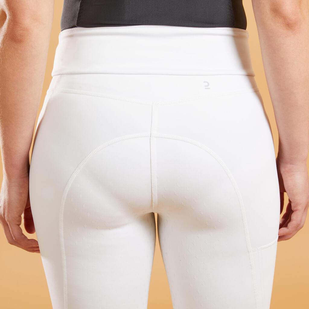 Women's Fullgrip Horse Riding Competition Jodhpurs 500 - White