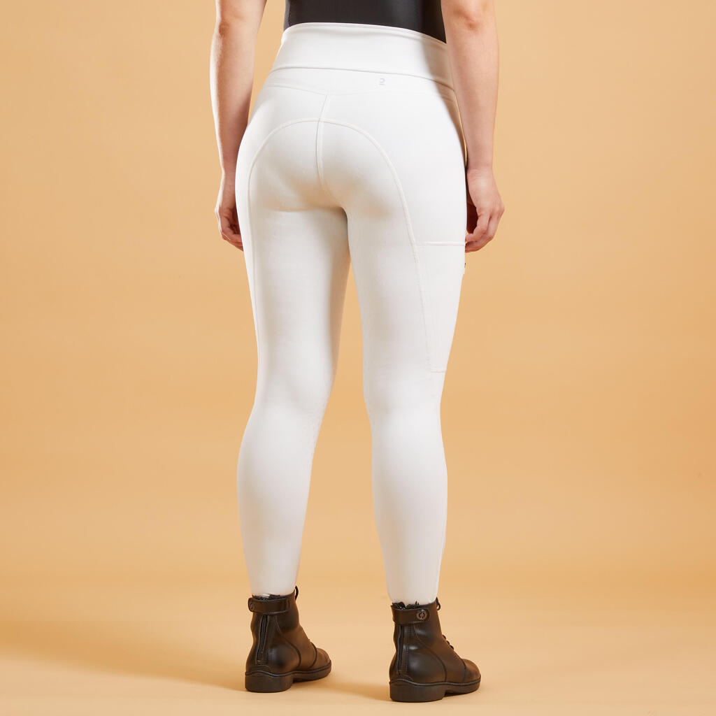 Leggings de equitación para Mujer Fouganza 500 blanco