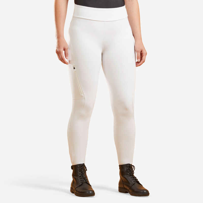 CALZAS COMPETENCIA EQUITACIÓN MUJER FULL GRIP 500 BLANCO - Decathlon