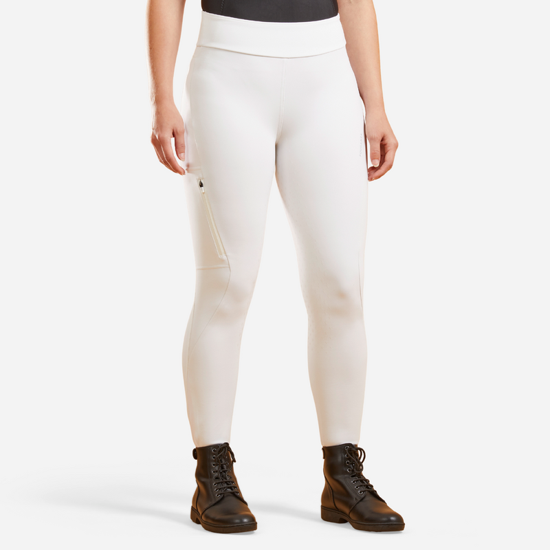 Legging de concours equitation fullgrip Femme 500 blanc pour les clubs et collectivites Decathlon Pro
