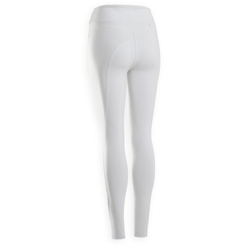 Leggings Fullgrip de Concurso de Equitação Mulher - 500 Branco