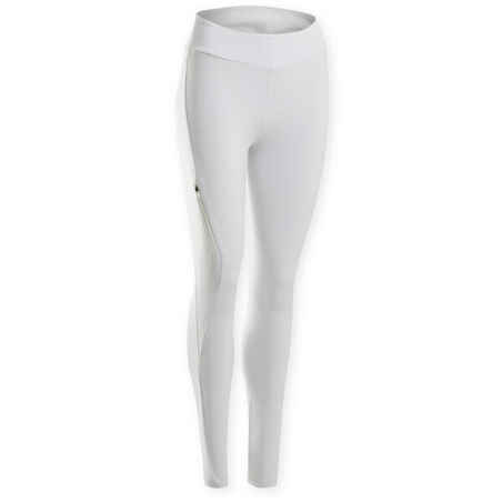 Leggings Competición Equitación 500 Fullgrip Mujer Blanco