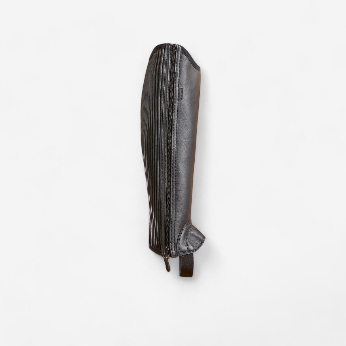 Mini-chaps équitation cuir soufflet Adulte - Noires