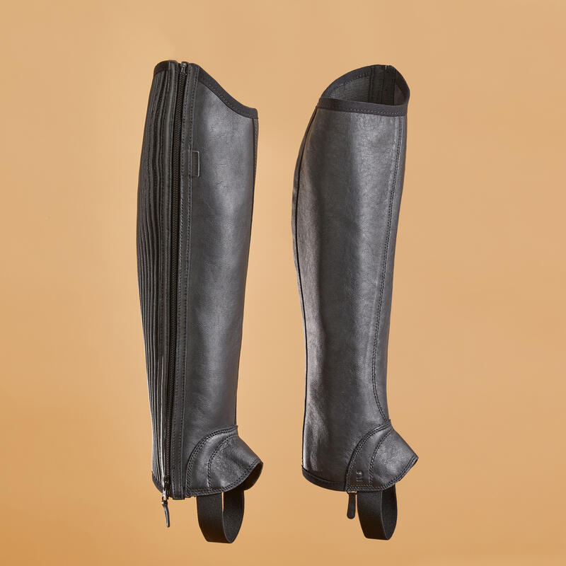 Mini-chaps équitation cuir soufflet Adulte - Noires