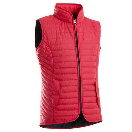 Kids' Horse Riding Sleeveless Padded Gilet 100 - Cardinal Pink