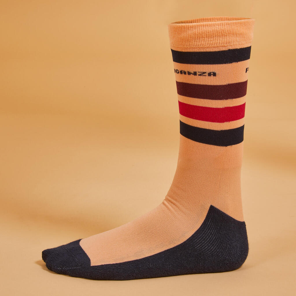 Kids' Horse Riding Socks SKS100 - Orange/Blue and Pink Stripes