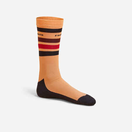 Kids' Horse Riding Socks SKS100 - Orange/Blue and Pink Stripes