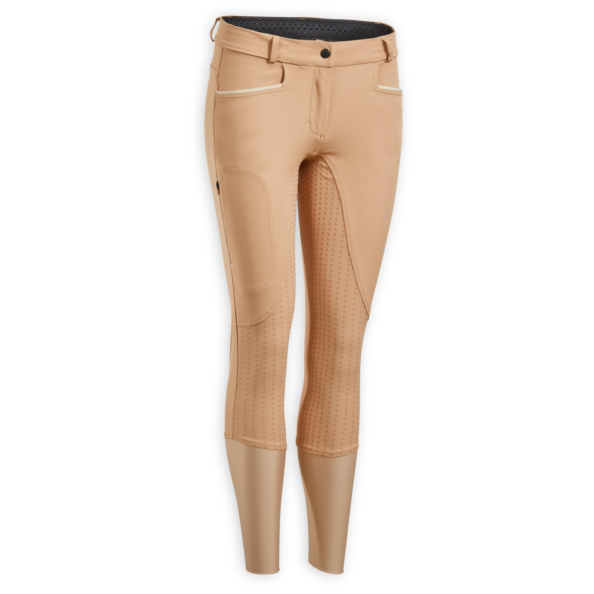 Women's Horse Riding Lightweight Jodhpurs Fullgrip 580 - Beige 8/9