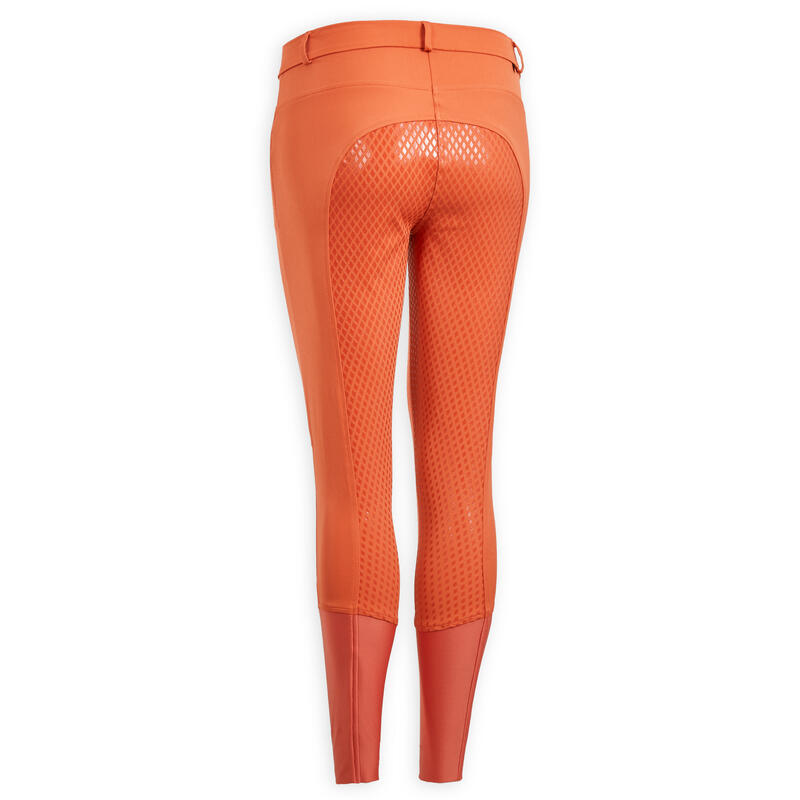 Pantalón Equitación Fullgrip 580 Mujer Terracota Ligeros